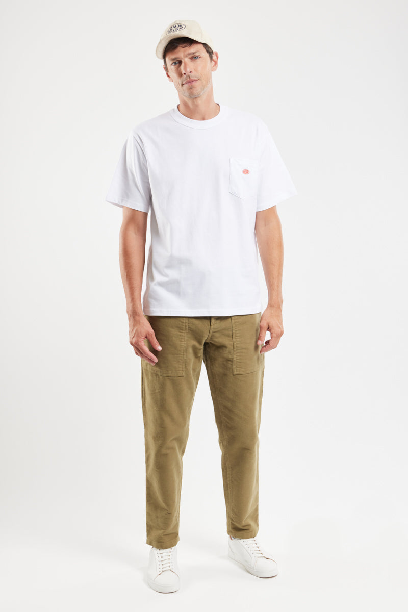 Plain Pocket Crew Neck Tee - White