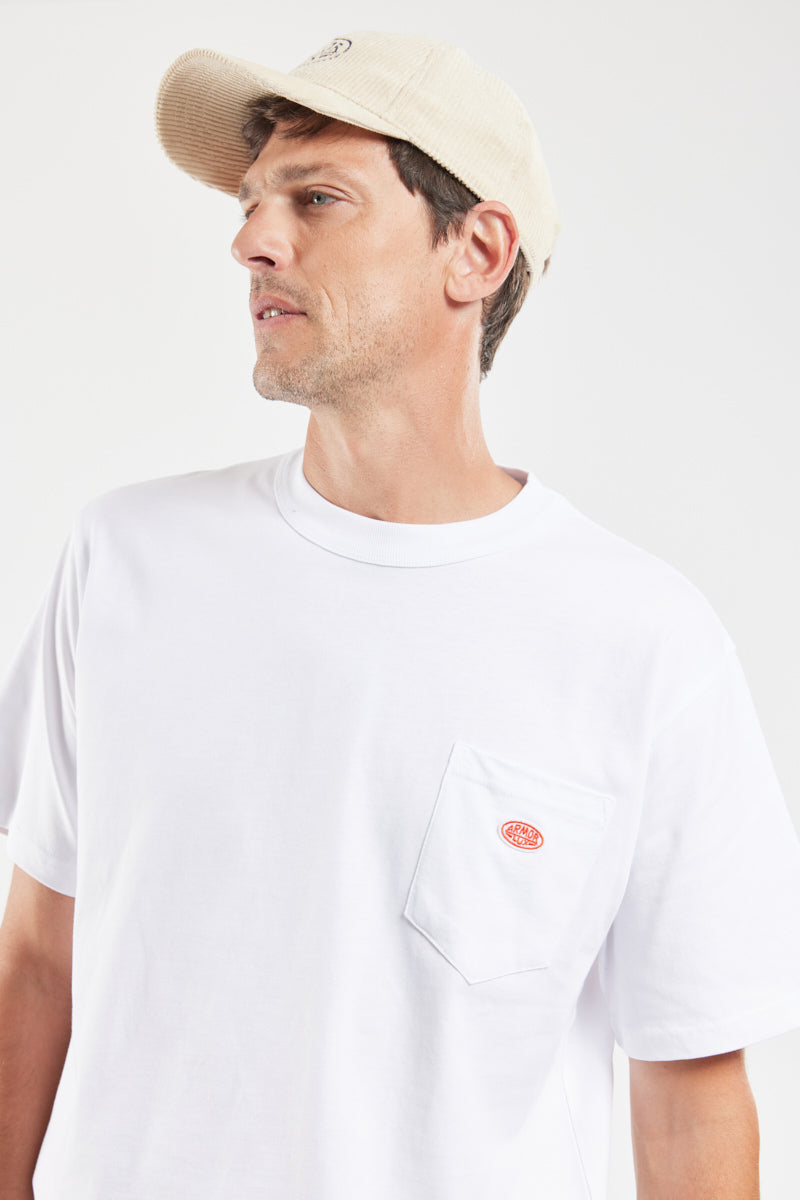 Plain Pocket Crew Neck Tee - White