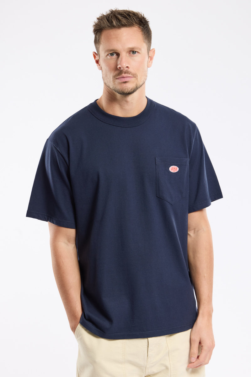 Plain Pocket Crew Neck Tee - Navy