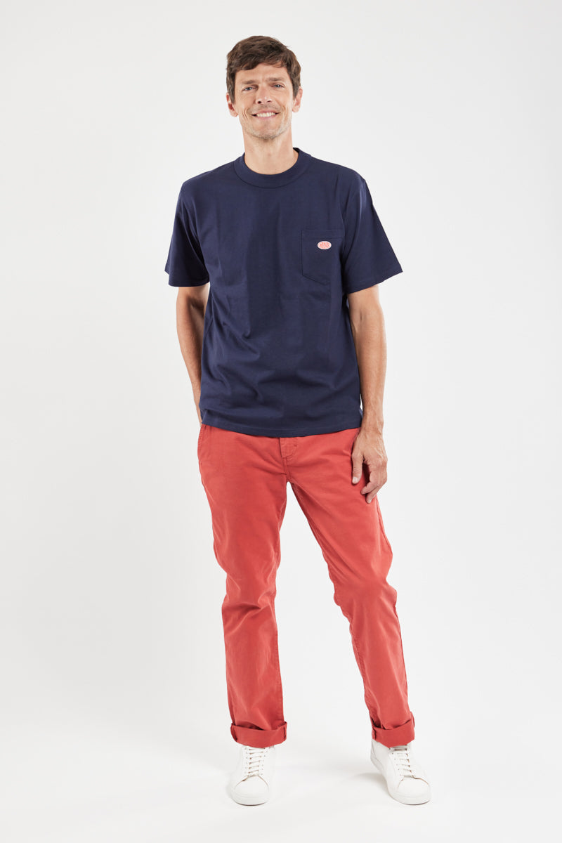 Plain Pocket Crew Neck Tee - Navy
