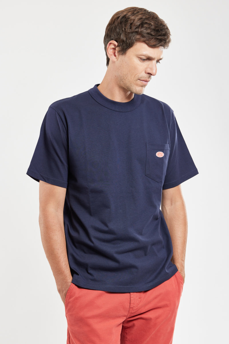 Plain Pocket Crew Neck Tee - Navy