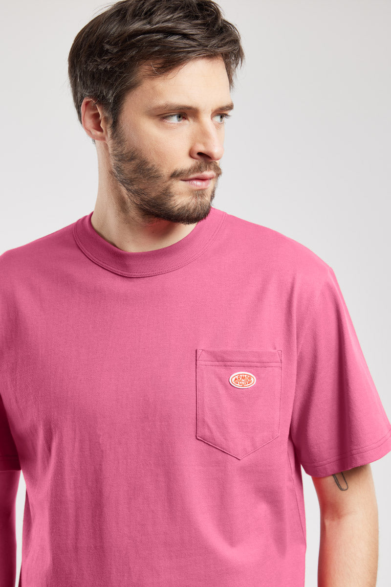 Plain Pocket Crew Neck Tee - Malaga Pink