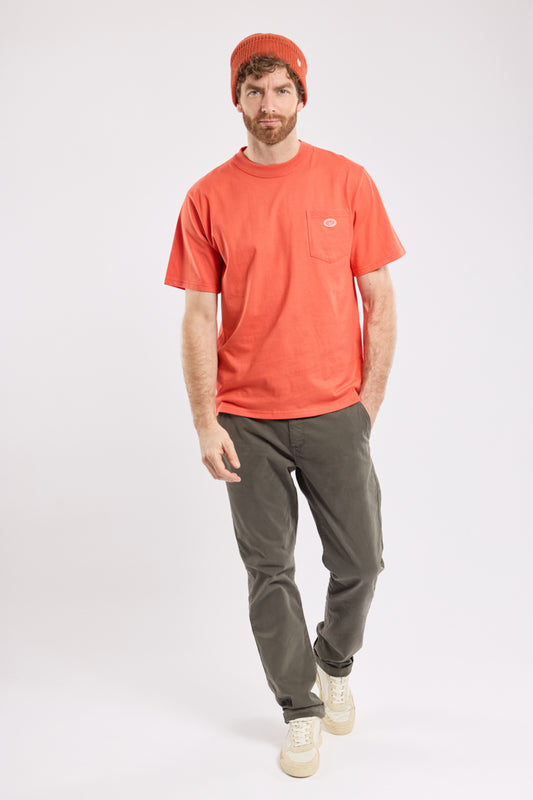Plain Pocket Crew Neck Tee - Paprika