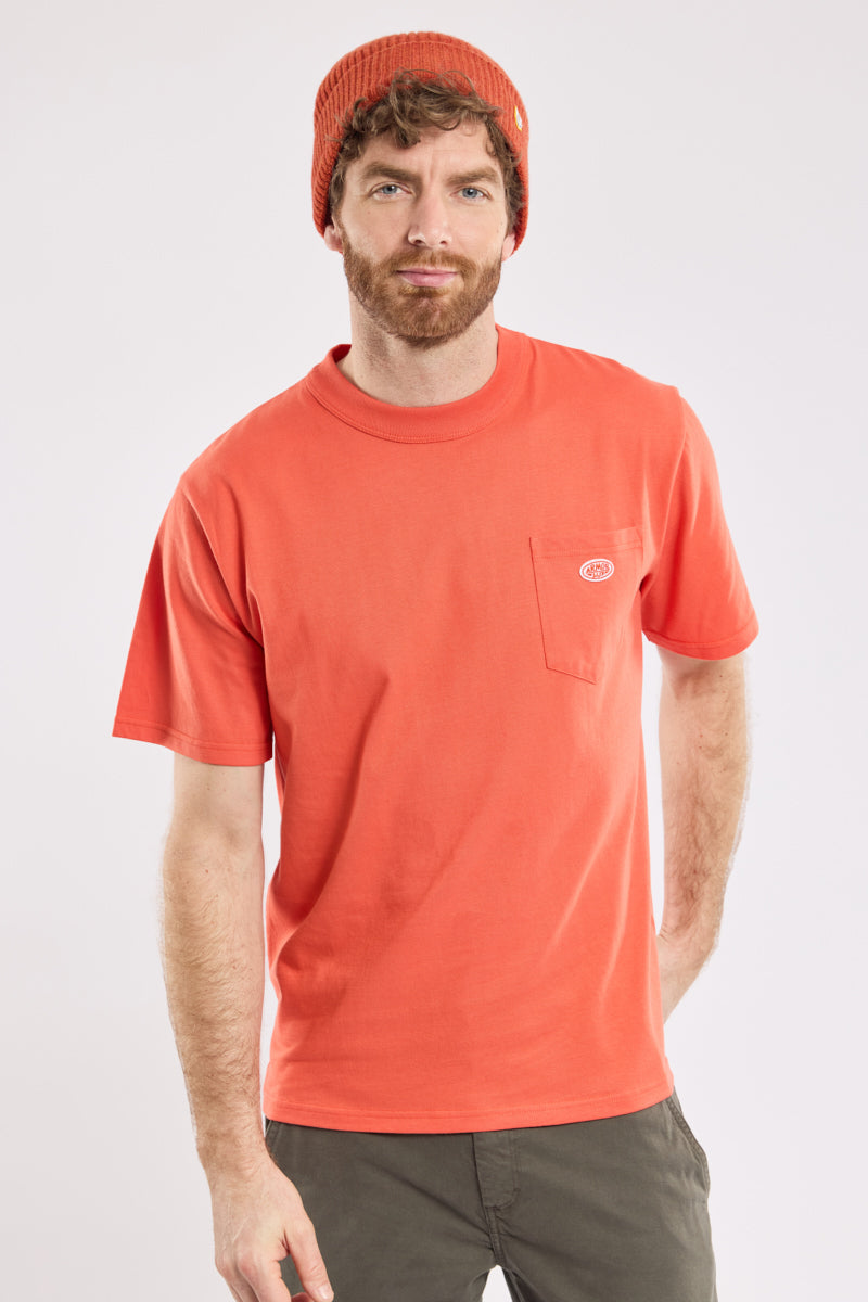 Plain Pocket Crew Neck Tee - Paprika