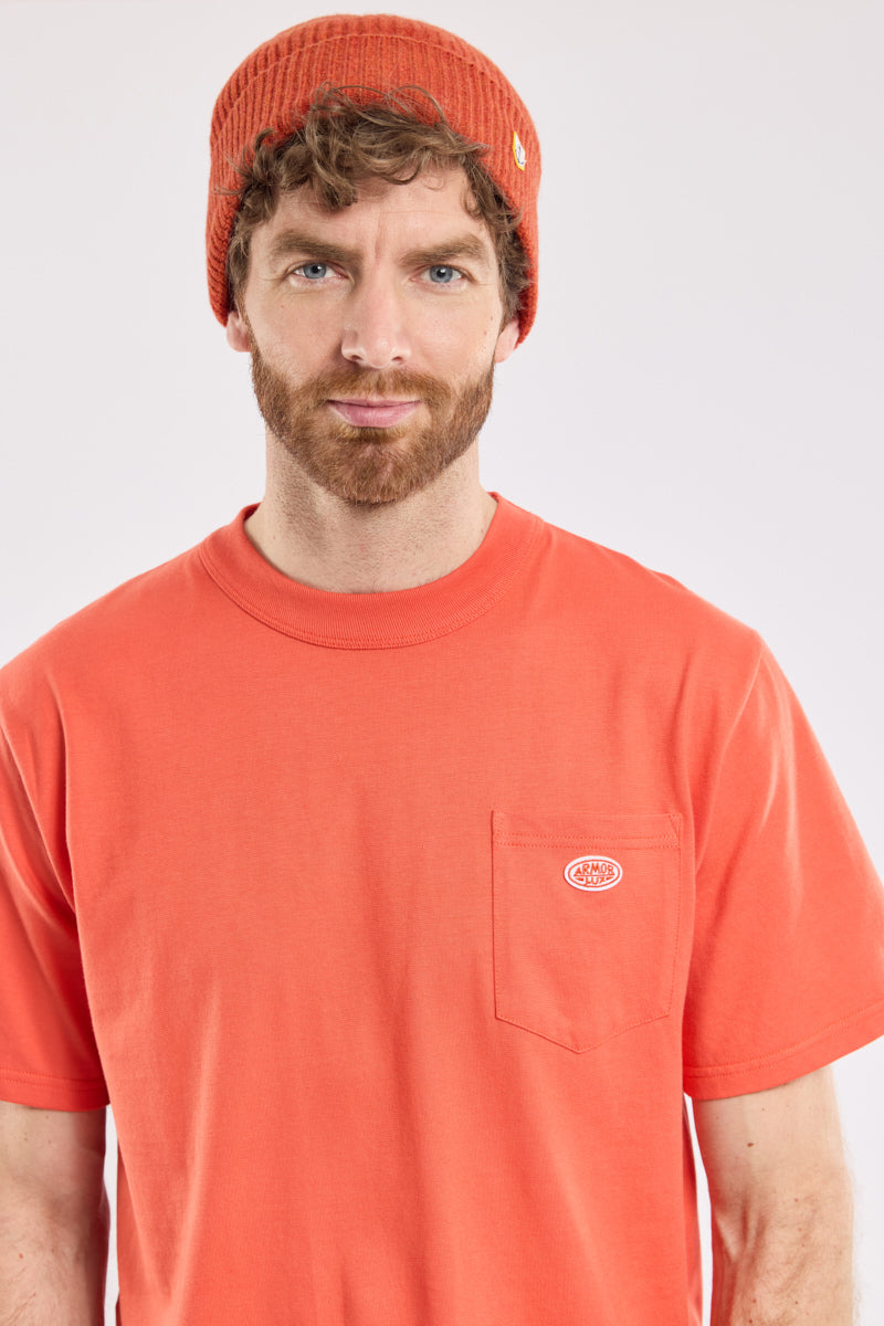 Plain Pocket Crew Neck Tee - Paprika