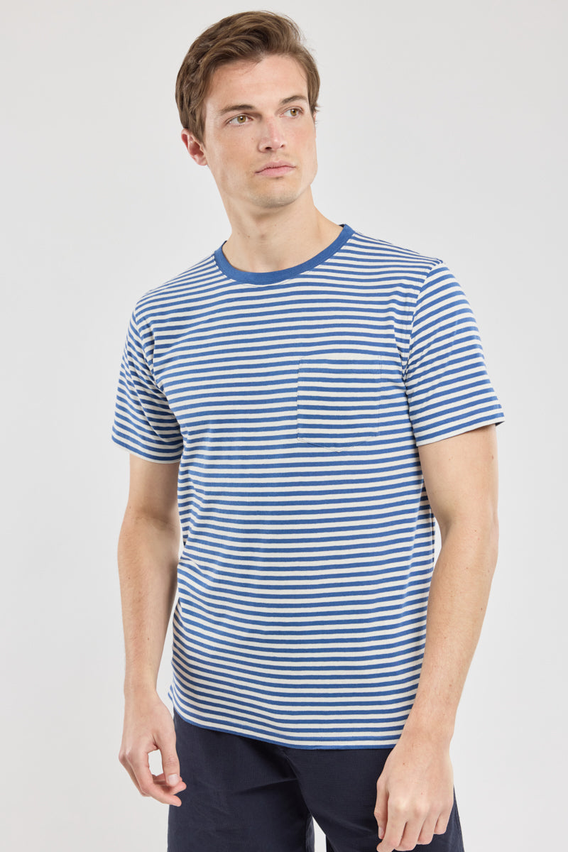 Breton Striped Pocket Tee - Obscur/Nature
