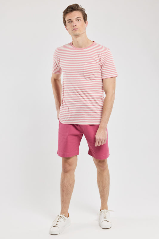Breton Striped Pocket Tee - Bubblegum/Nature