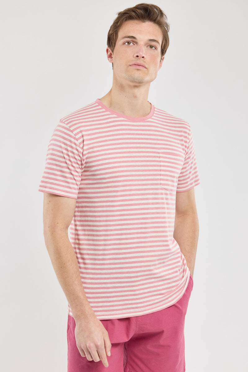 Breton Striped Pocket Tee - Bubblegum/Nature