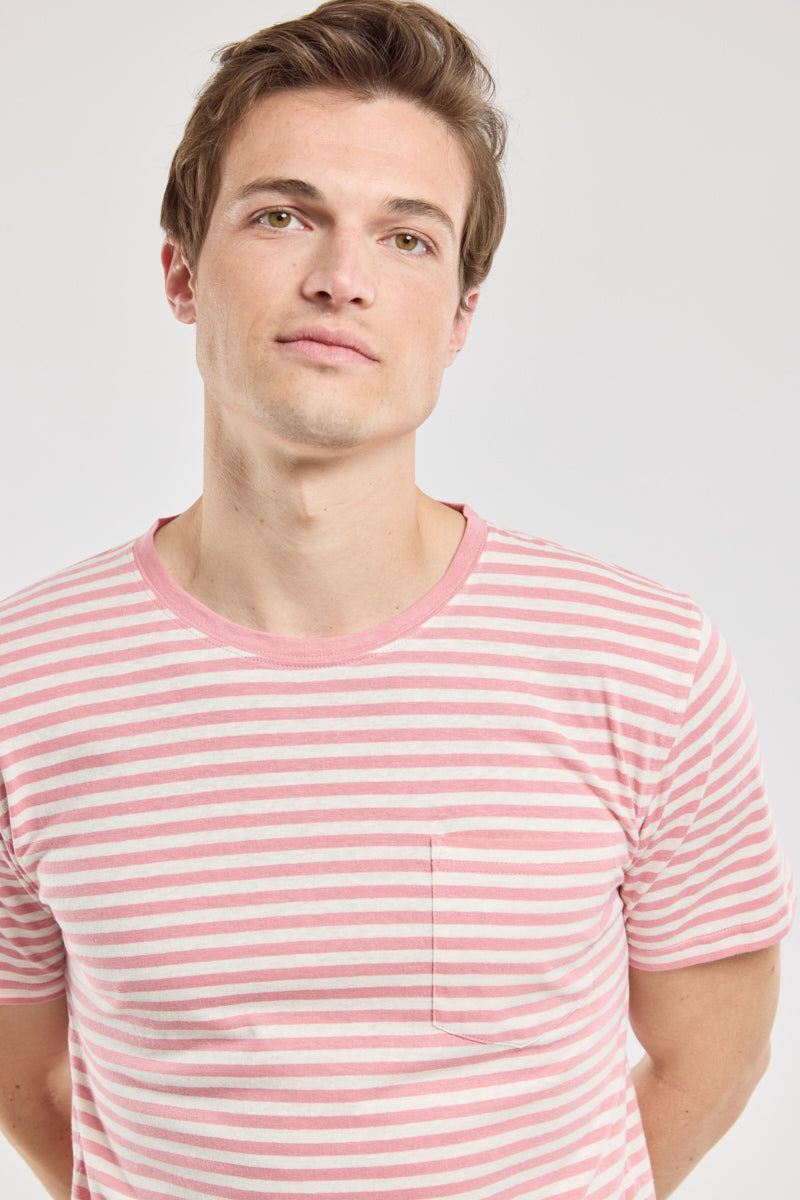Breton Striped Pocket Tee - Bubblegum/Nature