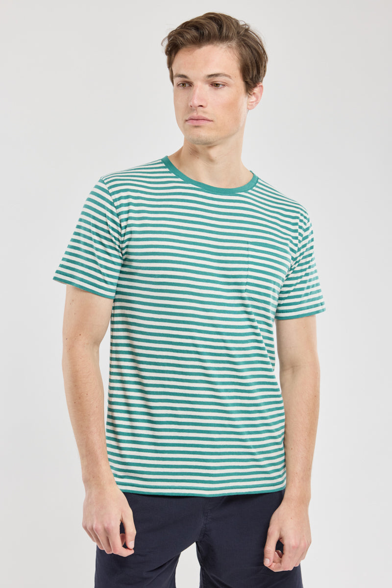 Breton Striped Pocket Tee - Jungle/Nature