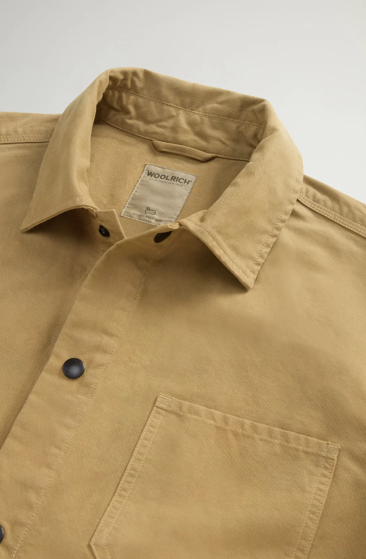 Garment Dyed Pure Cotton Canvas Overshirt - Antique Bronze