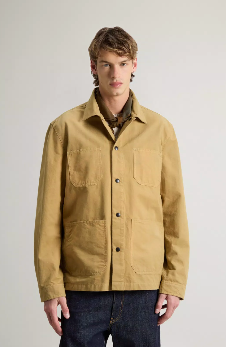 Garment Dyed Pure Cotton Canvas Overshirt - Antique Bronze