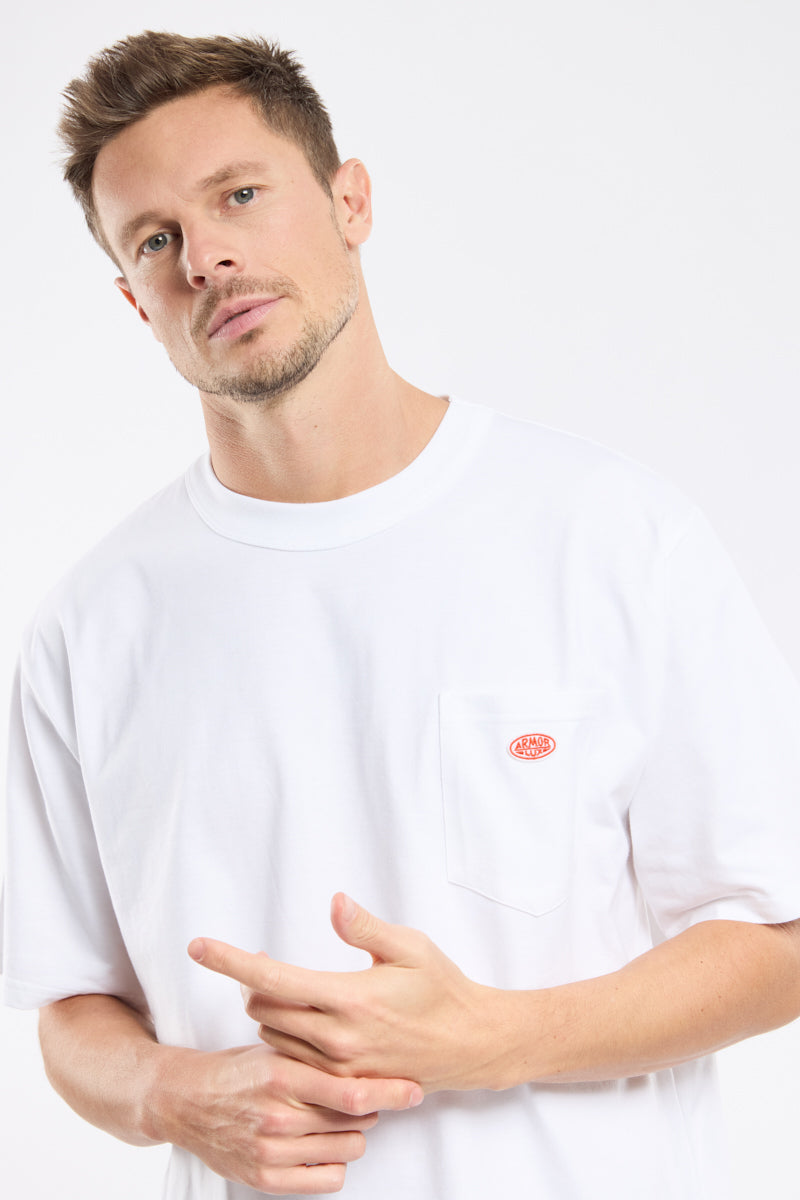 Plain Pocket Crew Neck Tee - White