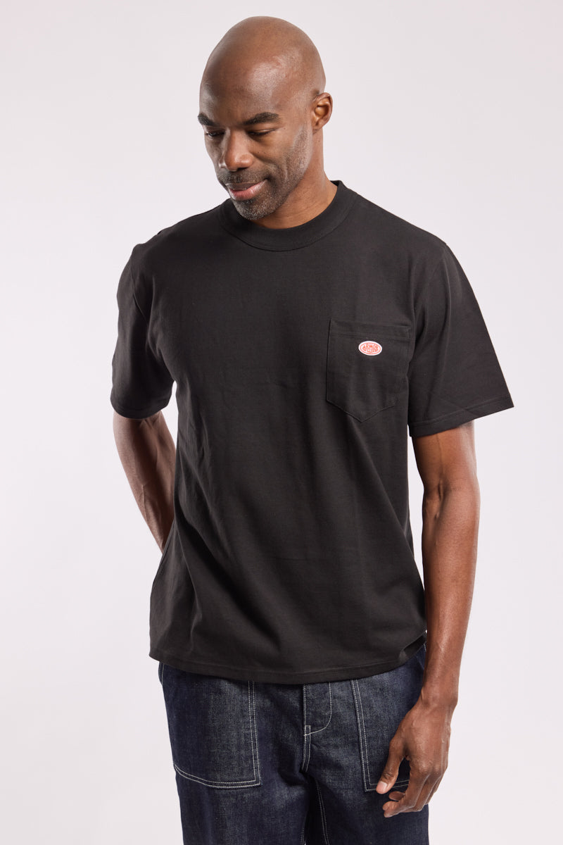 Plain Pocket Crew Neck Tee - Black