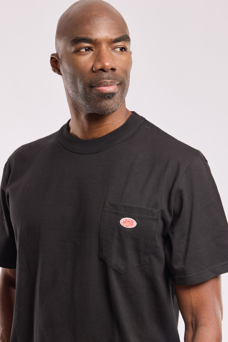 Plain Pocket Crew Neck Tee - Black