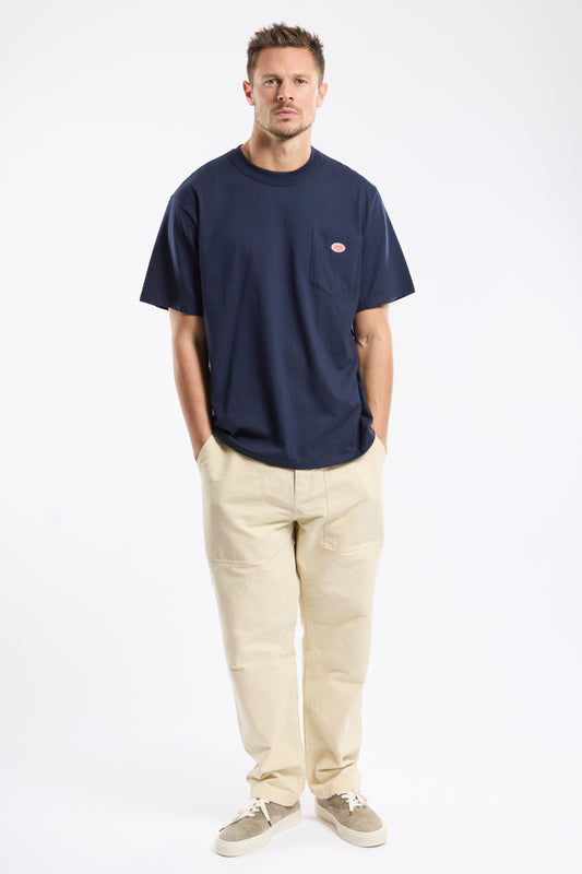 Plain Pocket Crew Neck Tee - Navy