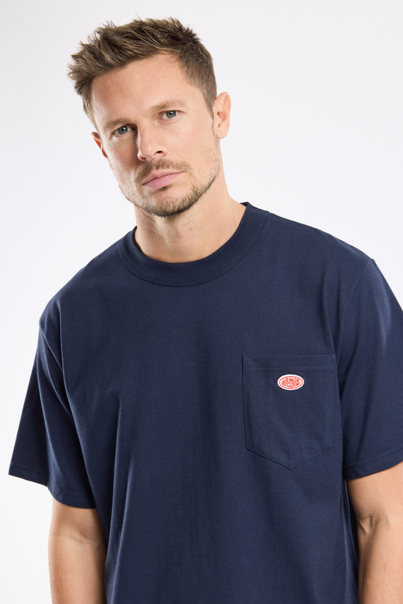 Plain Pocket Crew Neck Tee - Navy