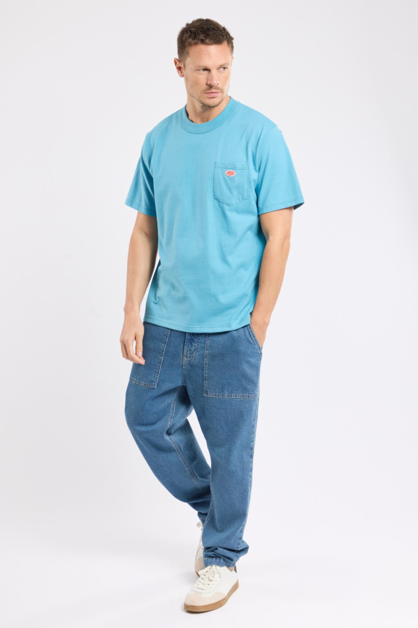 Plain Pocket Crew Neck Tee - Waterfall