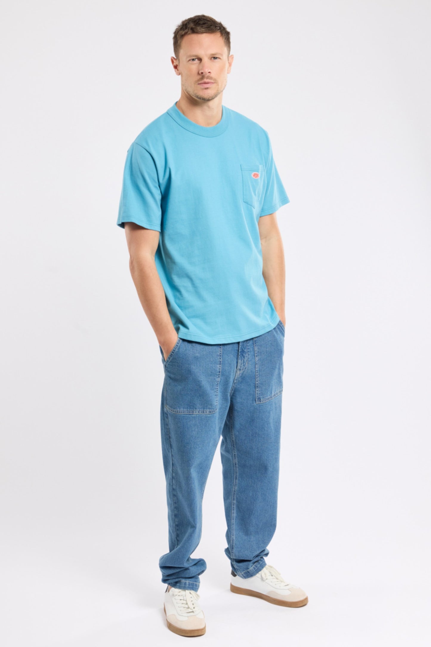Plain Pocket Crew Neck Tee - Waterfall