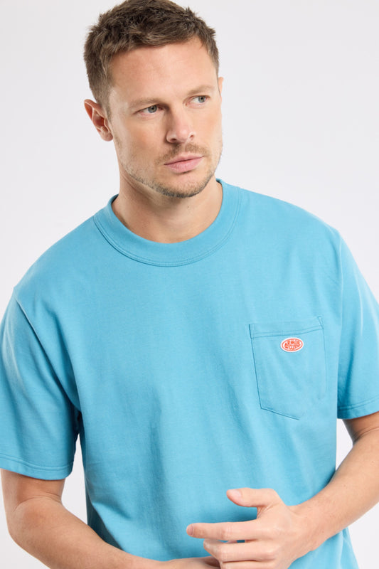 Plain Pocket Crew Neck Tee - Waterfall