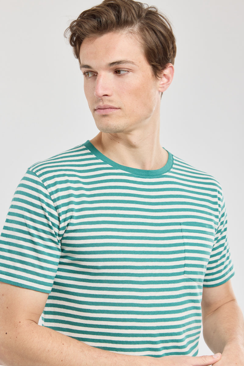 Breton Striped Pocket Tee - Jungle/Nature