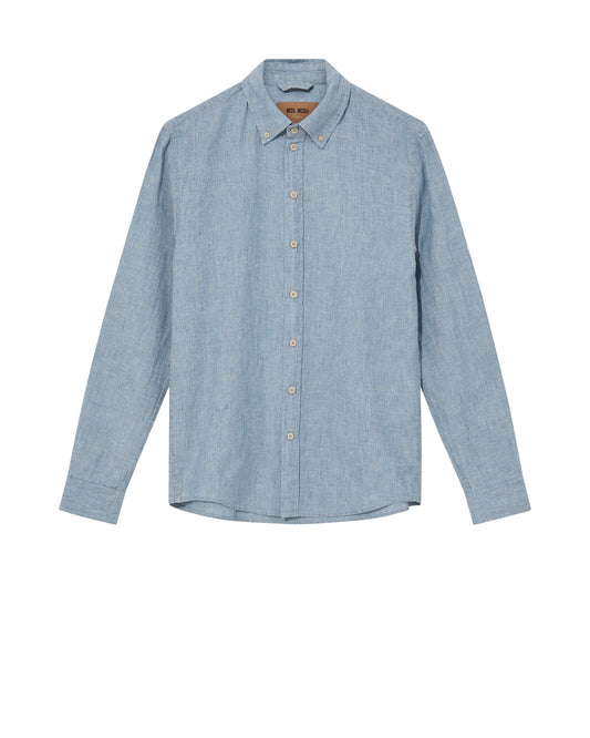 Theo Linen Fine Stripe Shirt - Flint Stone