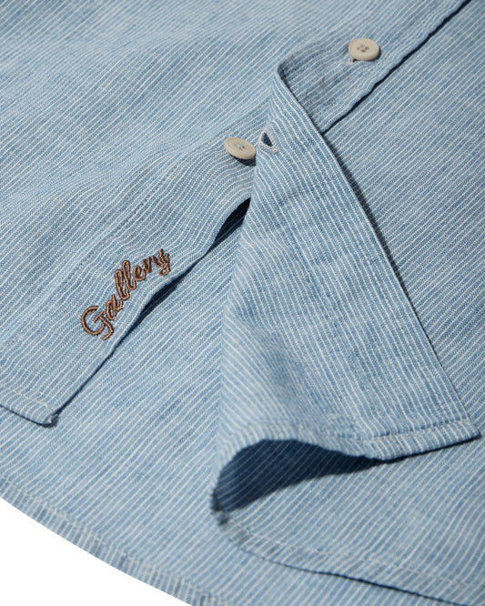Theo Linen Fine Stripe Shirt - Flint Stone
