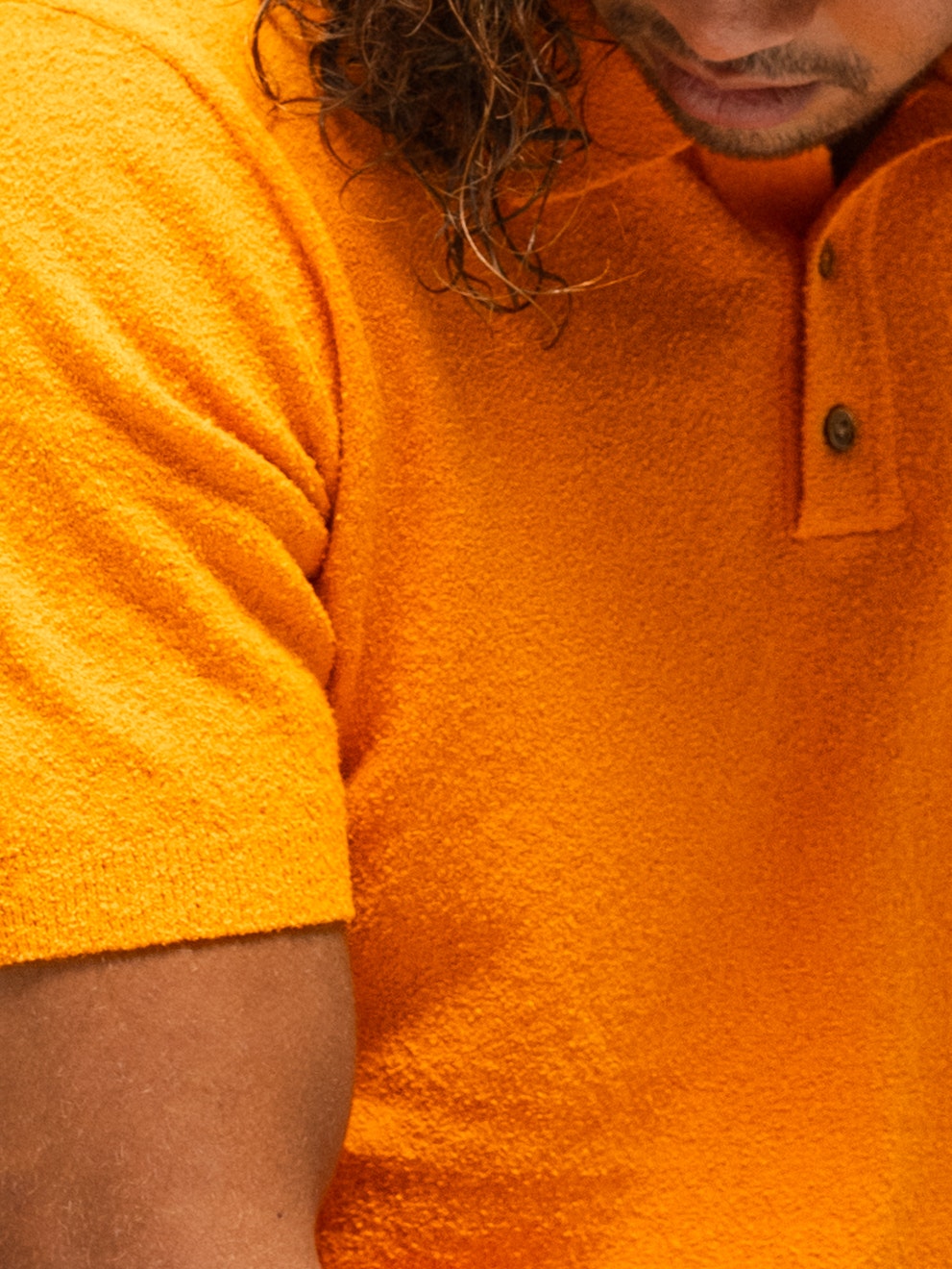Kyle Boucle Stripe SS polo - Amberglow