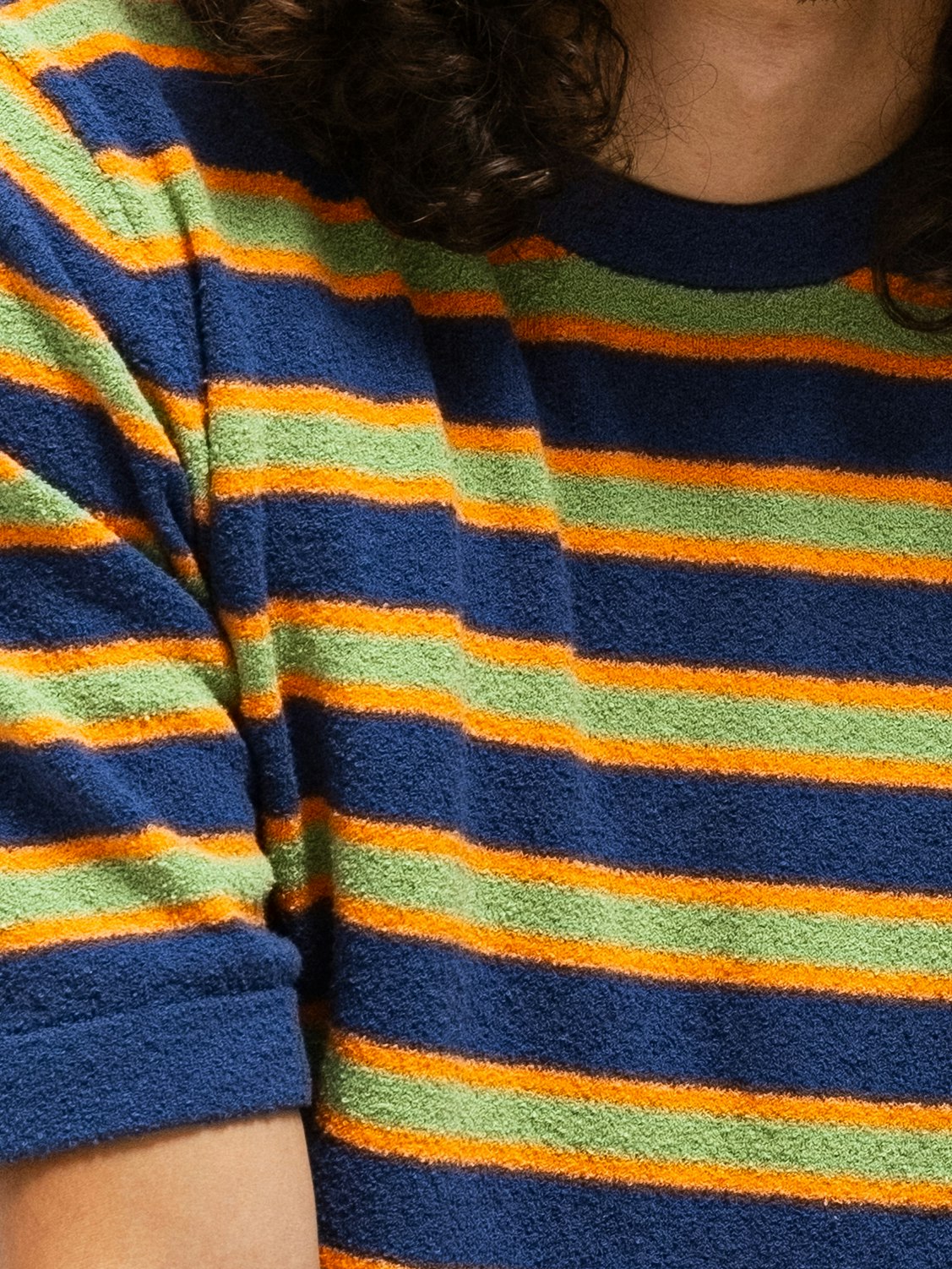 Kyle Boucle Stripe SS Knit - Estate Blue