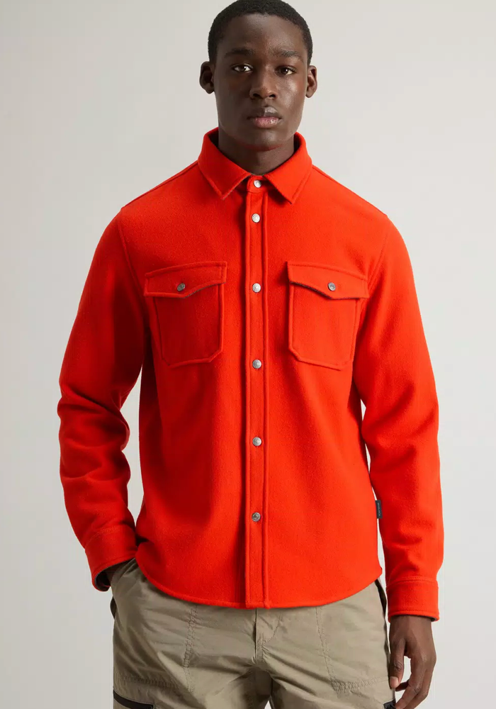 Alaskan Plain Melton Overshirt - Poinciana