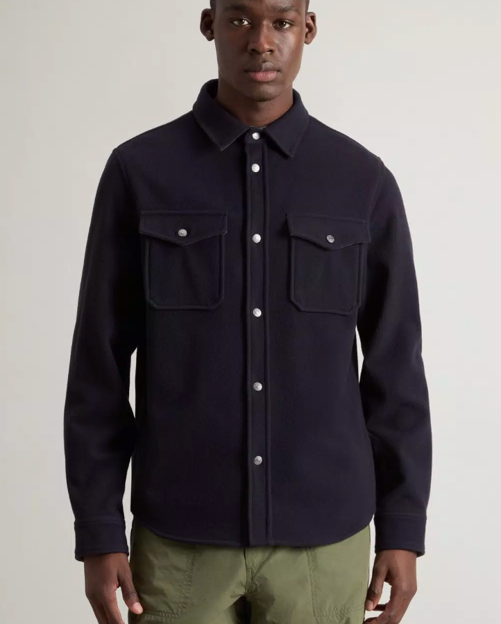 Alaskan Plain Melton Overshirt - Melton Blue