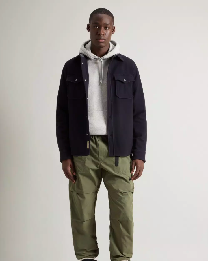 Alaskan Plain Melton Overshirt - Melton Blue
