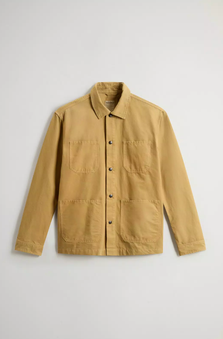 Garment Dyed Pure Cotton Canvas Overshirt - Antique Bronze