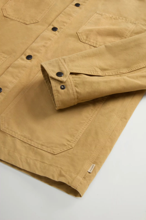 Garment Dyed Pure Cotton Canvas Overshirt - Antique Bronze