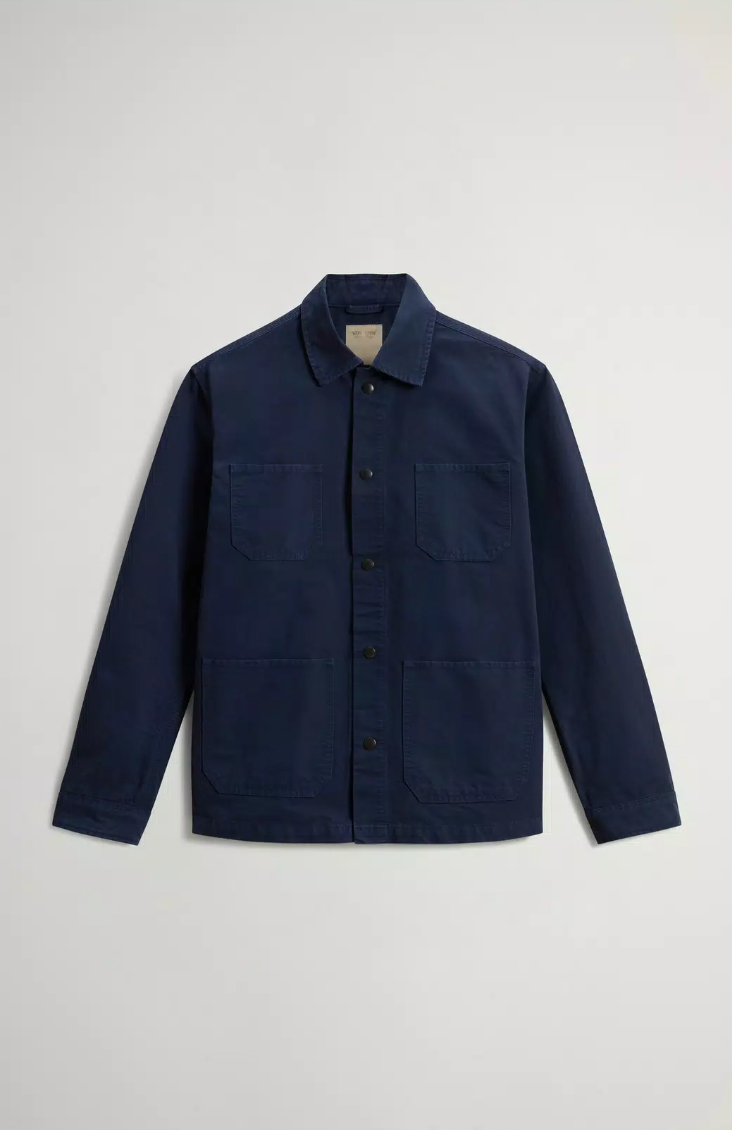 Garment Dyed Pure Cotton Canvas Overshirt - Melton Blue