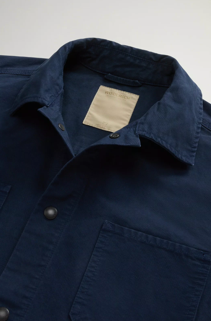 Garment Dyed Pure Cotton Canvas Overshirt - Melton Blue