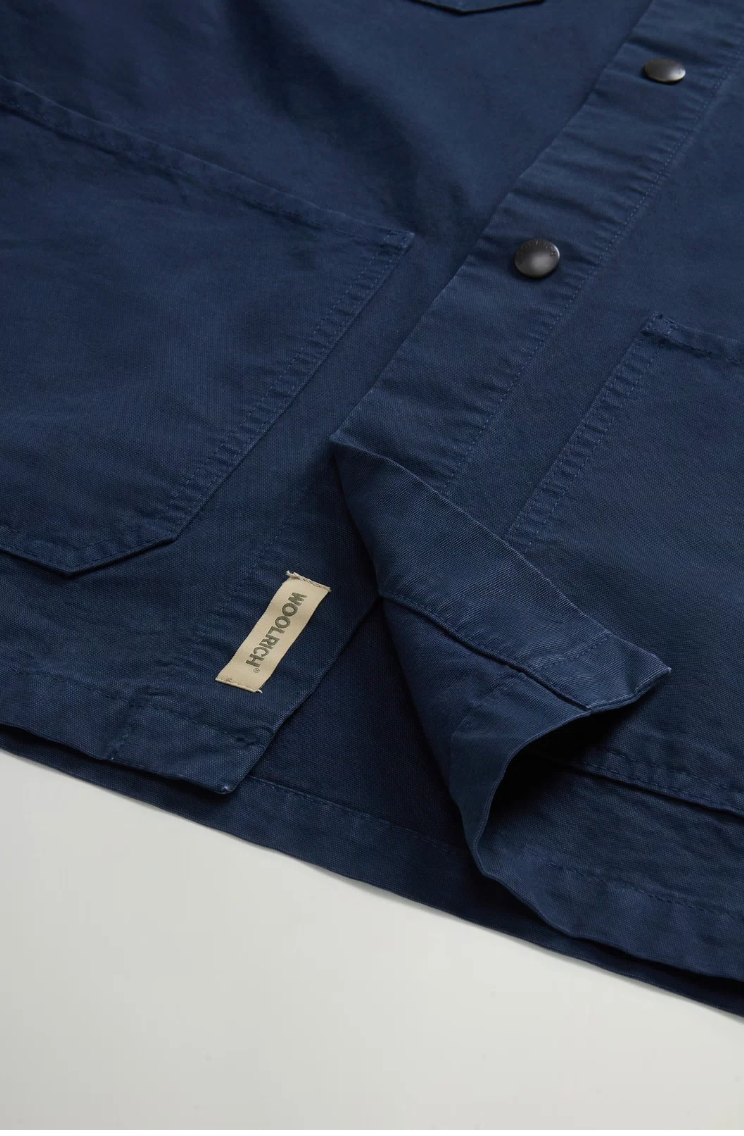 Garment Dyed Pure Cotton Canvas Overshirt - Melton Blue