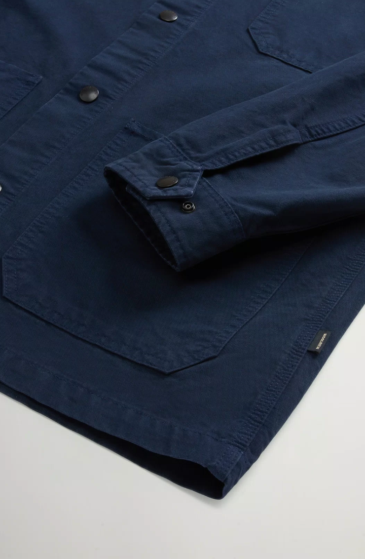Garment Dyed Pure Cotton Canvas Overshirt - Melton Blue